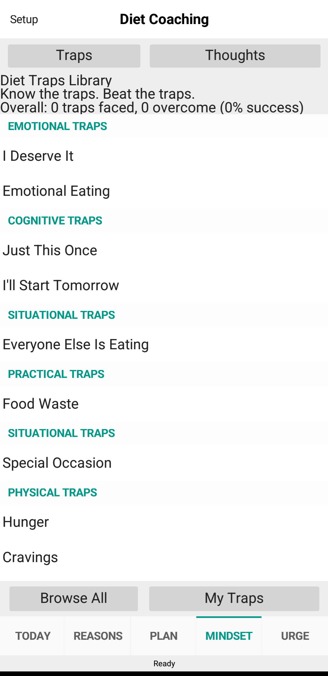 Mindset tab - diet traps and sabotaging thoughts