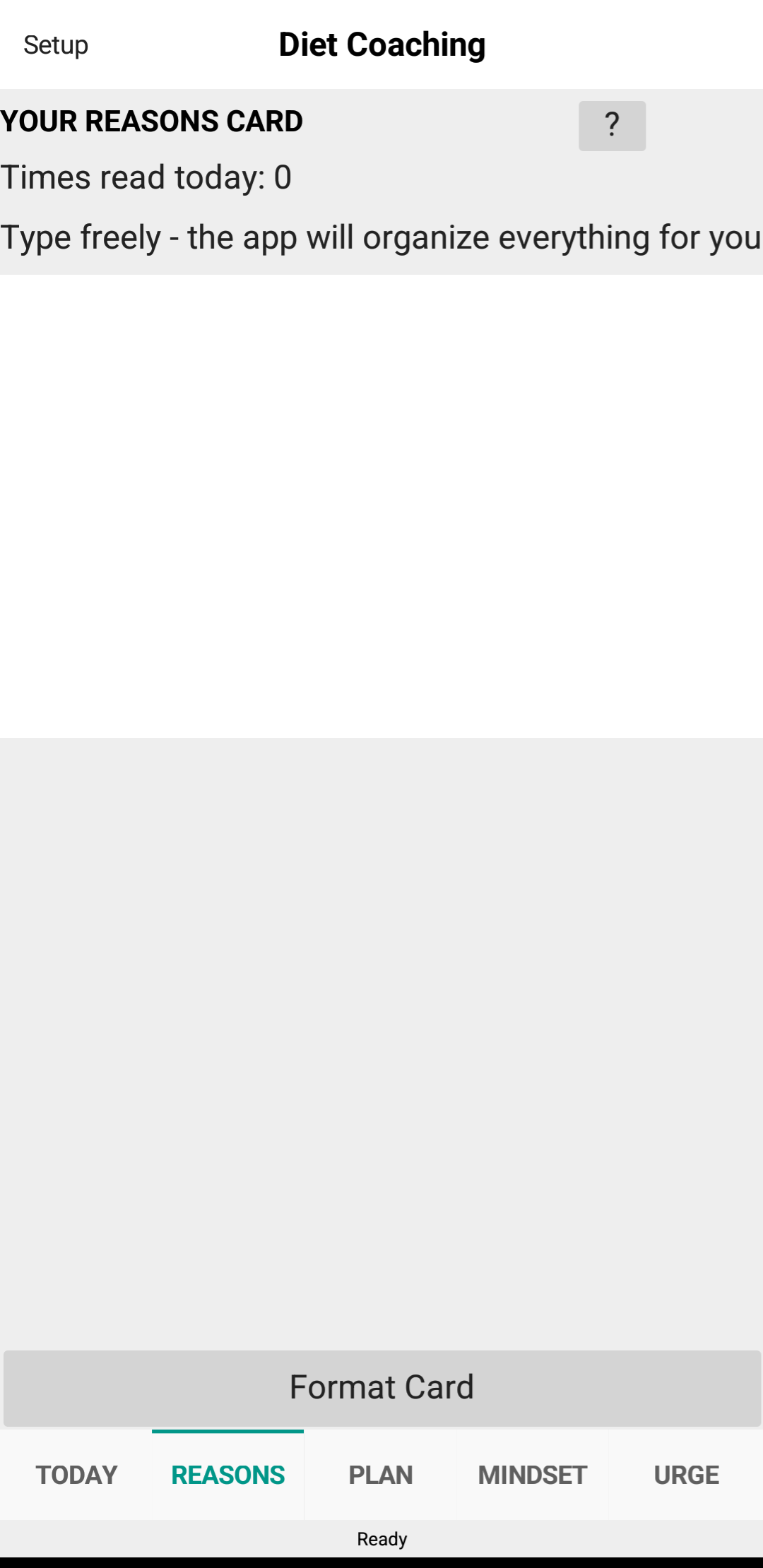 Reasons tab - personal motivation card